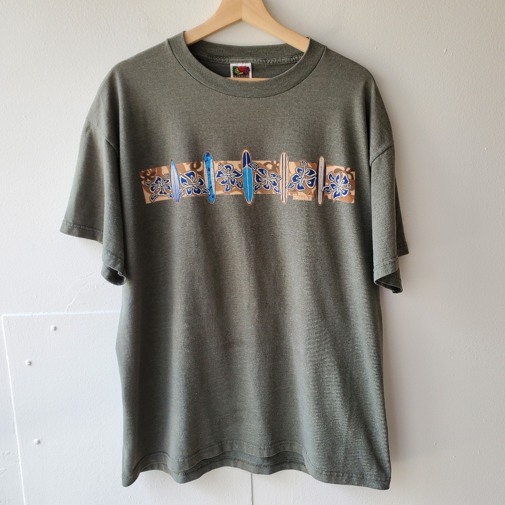Fruit Of The Loom Tee Men's Size XL Hawaii Green Surf